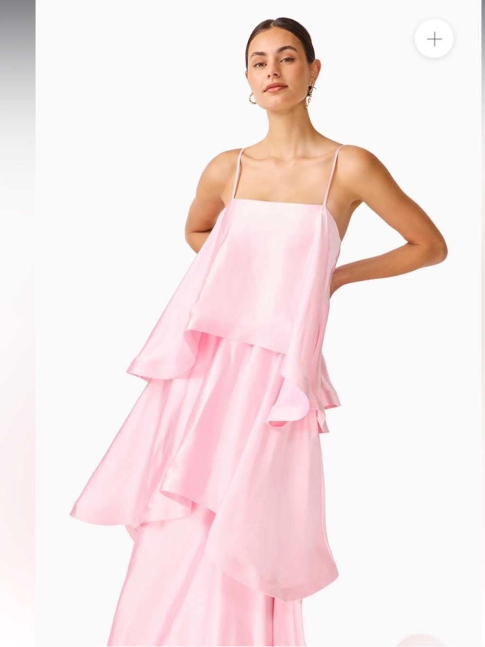 elliatt tilly pale pink tiered oversized ruffle flared maxi gown dress small NEW - Picture 5 of 14